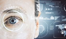 eye being scanned by biometric reader